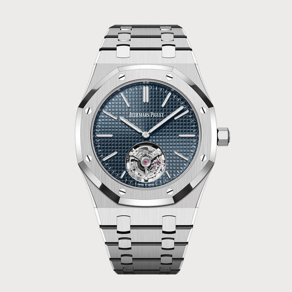 Audemars Piguet Royal Oak 39 Flying Tourbillon Extra Thin/ Jumbo In Stainless Steel With Blue Dial