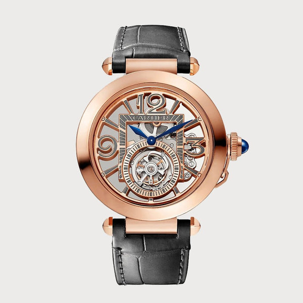 Cartier Pasha Skeleton Tourbillon 41mm In Rose Gold With Leather Strap