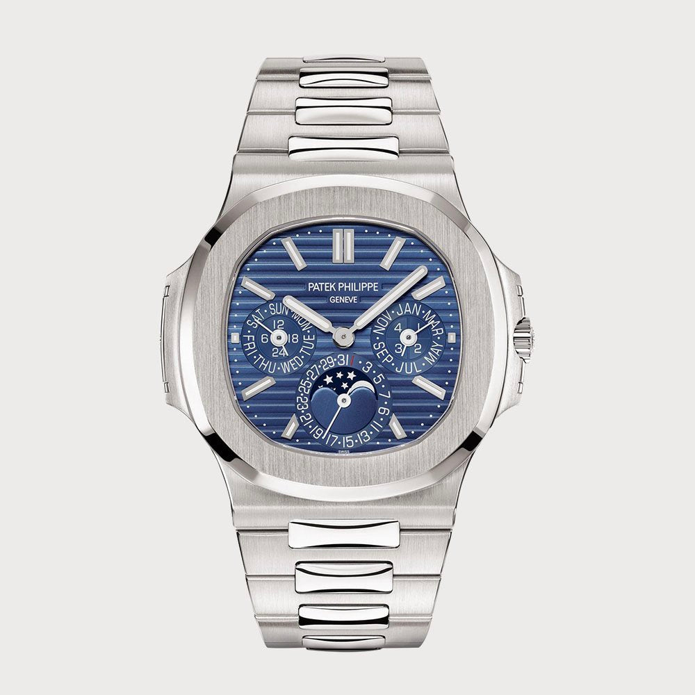 Patek Philippe Nautilus Perpetual Calendar With Blue Dial In White Gold