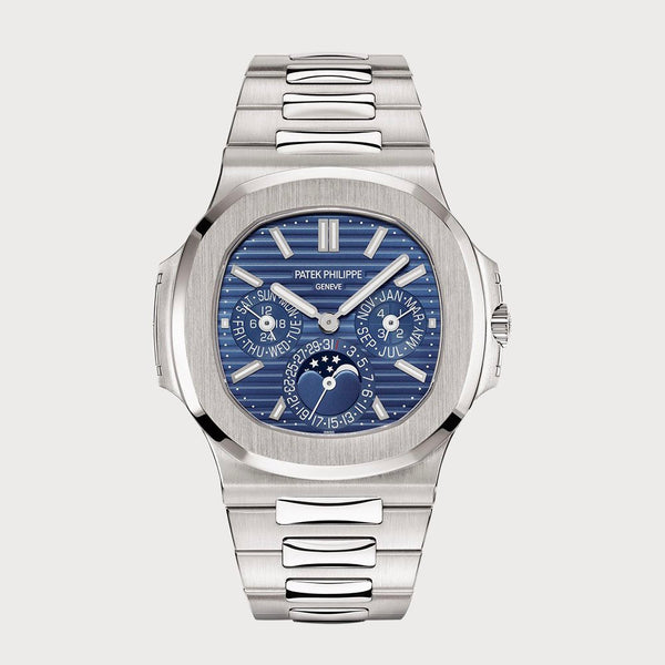 Patek Philippe Nautilus Perpetual Calendar With Blue Dial In White Gold