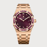 Royal Oak 33 Quartz In Rose Gold With Burgundy Red Arabic Dial & Red Ruby Set Bezel