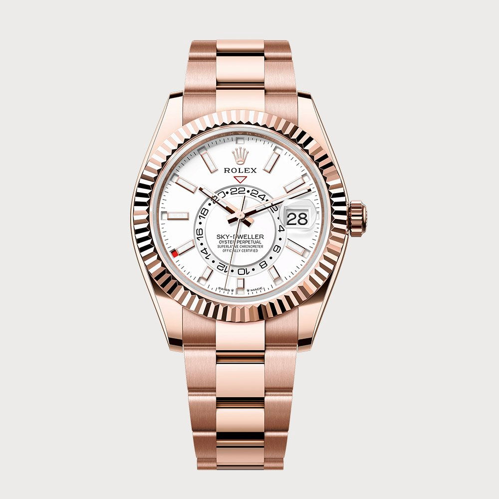 Rolex Sky-Dweller With White Dial In Rose Gold