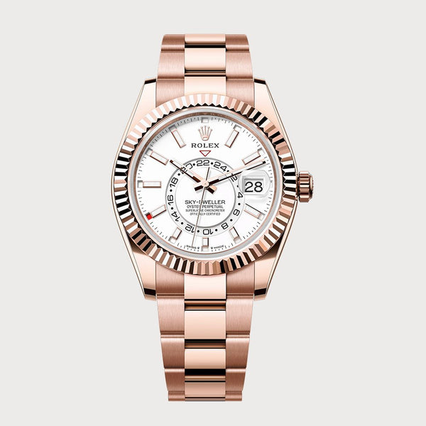 Rolex Sky-Dweller With White Dial In Rose Gold