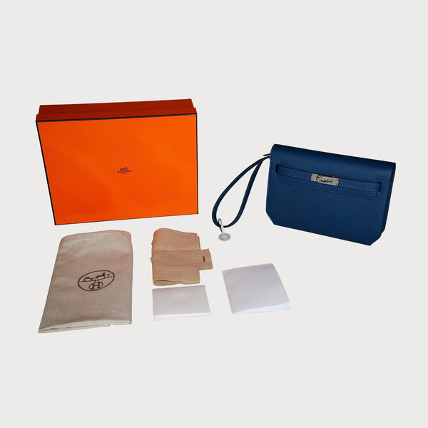 Kelly Depeche 25 Deep Blue With Palladium Hardware In Epsom Leather