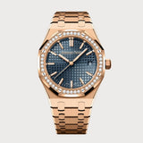 Royal Oak 34 In Rose Gold With Diamond Set Bezel & Blue Dial
