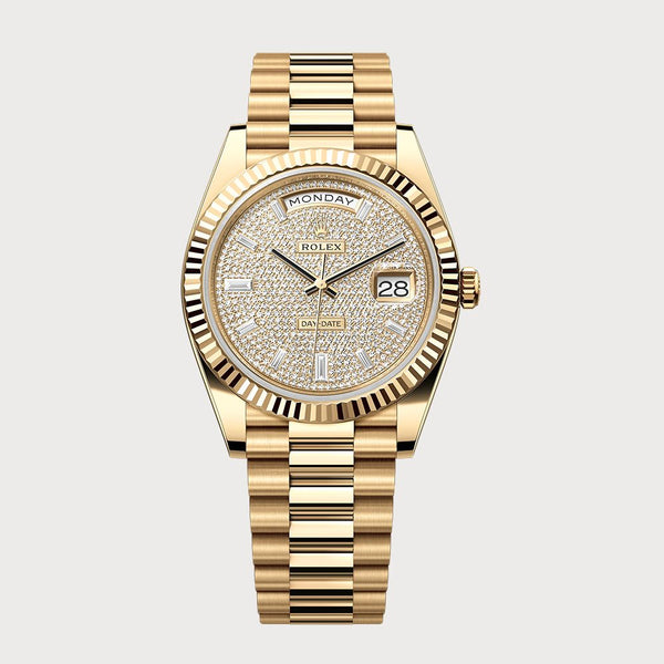 Rolex Day-Date 40 Pave Set In Yellow Gold