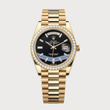 Day-Date 40 Onyx Baguette Diamond Dial & Diamond Set Bezel In Yellow Gold