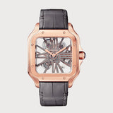 Santos Skeleton In Rose Gold On A Leather Strap