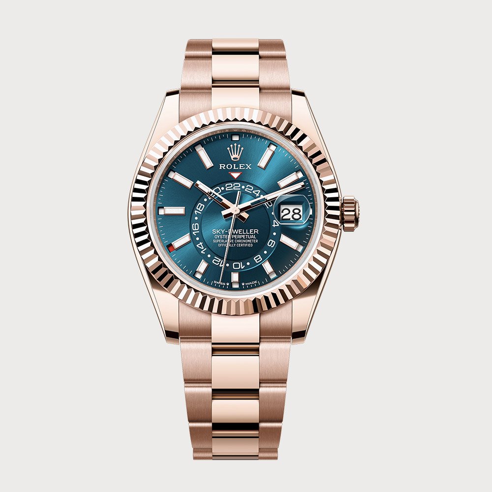 Rolex Sky-Dweller With Blue-Green Dial In Rose Gold