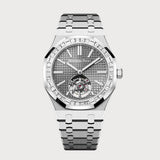 Royal Oak 41 Flying Tourbillon In White Gold With Rhodium Dial And Baguette Diamond Bezel