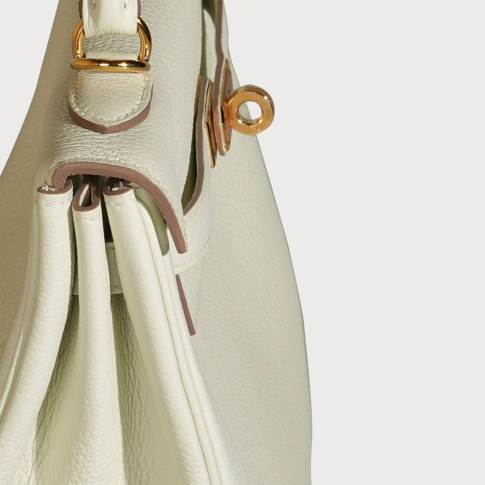 Hermès Kelly 25 White Mushroom With Gold Hardware In Togo Leather - view 20