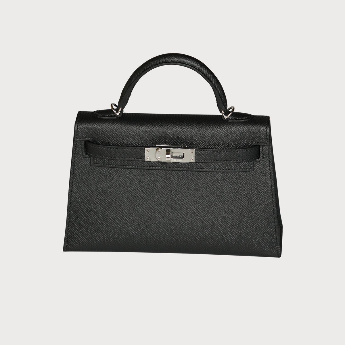 Hermès Mini Kelly 20 Black With Palladium Hardware And Orange Poppy Interior Lining - view 2