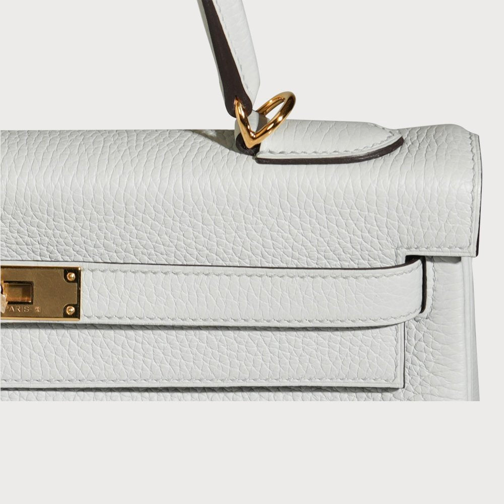 Hermès Hermes Kelly 32 Blue Pale With Gold Hardware In Taurillon Clemmence Leather - view 15