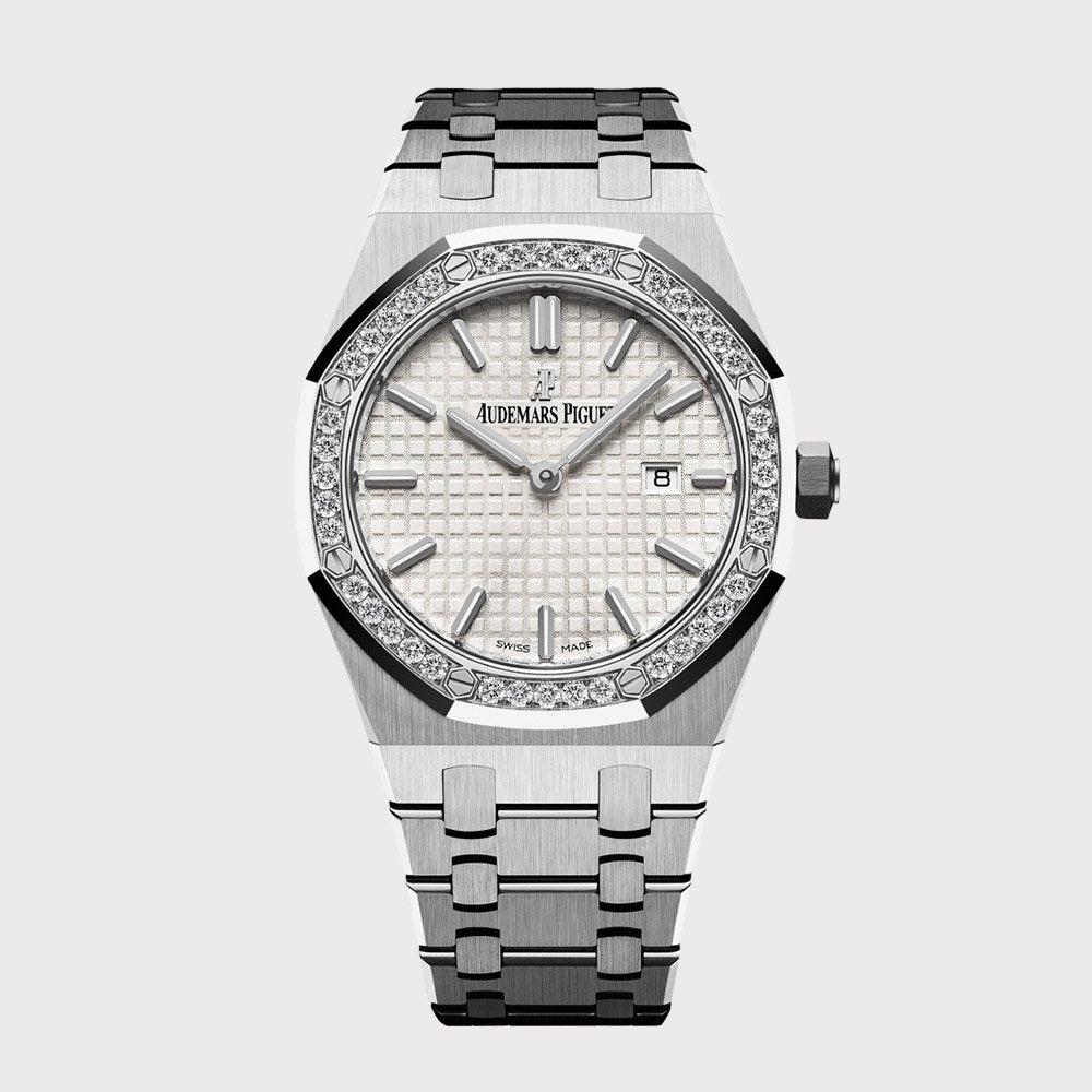 Audemars Piguet Royal Oak 33 Quartz In Stainless Steel With White Dial & Diamond Set Bezel