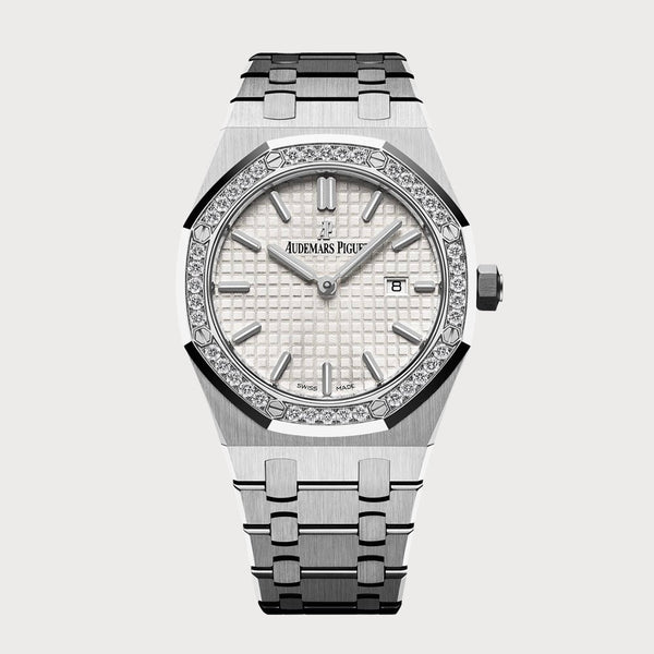 Audemars Piguet Royal Oak 33 Quartz In Stainless Steel With White Dial & Diamond Set Bezel