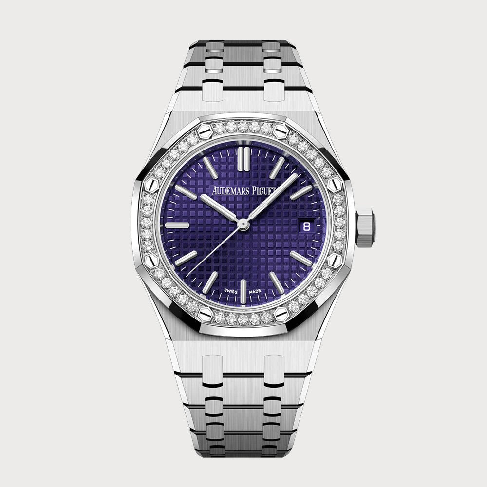 Audemars Piguet Royal Oak 37 With A Purple Dial & Diamond Bezel