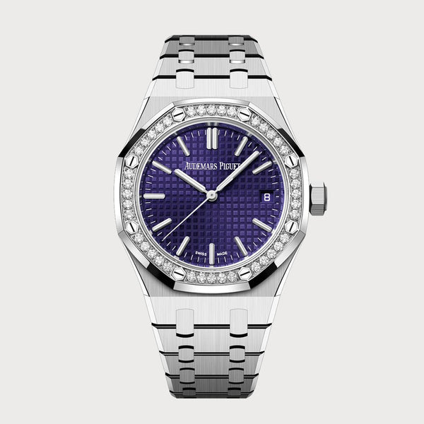 Audemars Piguet Royal Oak 37 With A Purple Dial & Diamond Bezel