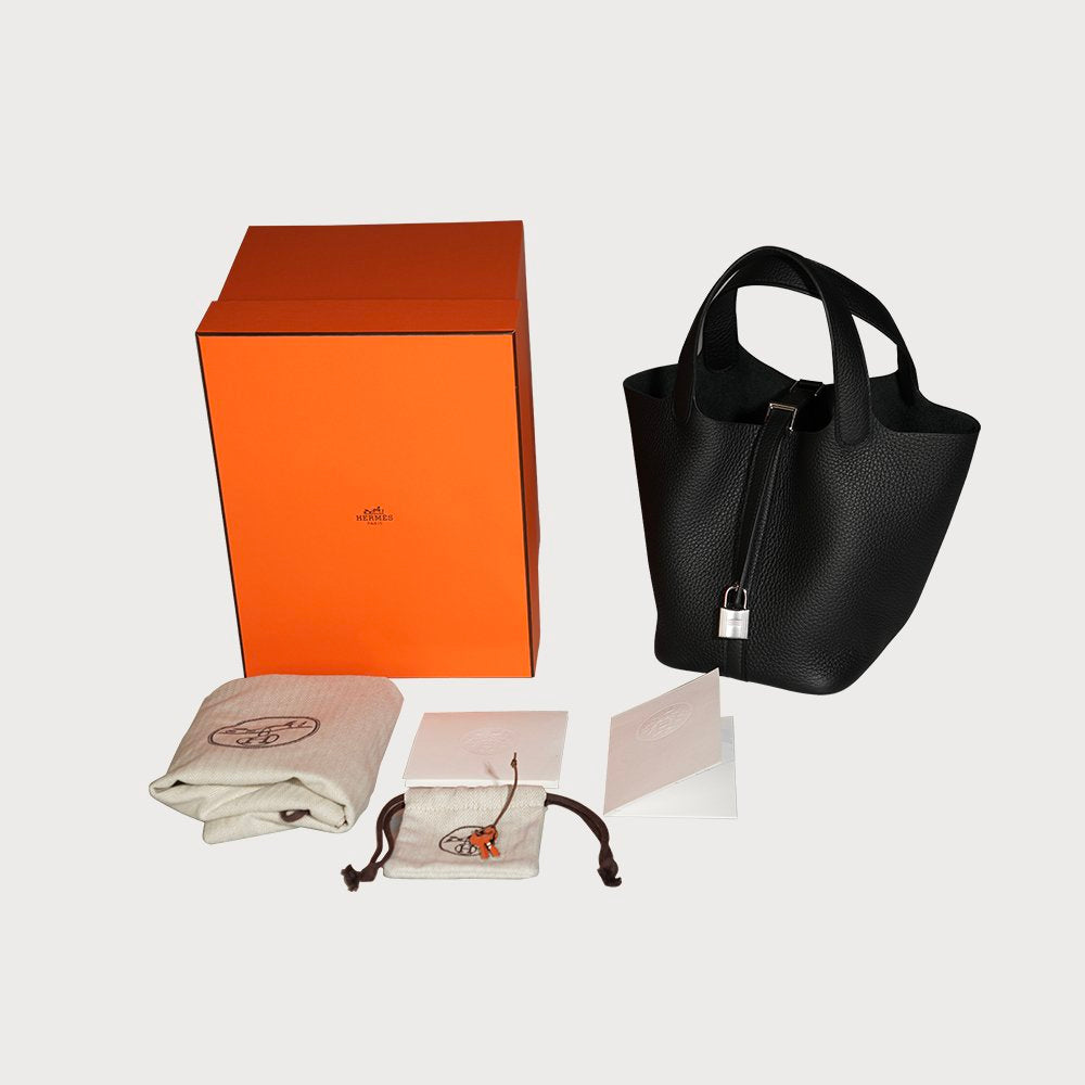 Hermès Picotin Lock 18 Black With Palladium Hardware In Taurillon Clemmence - view 7