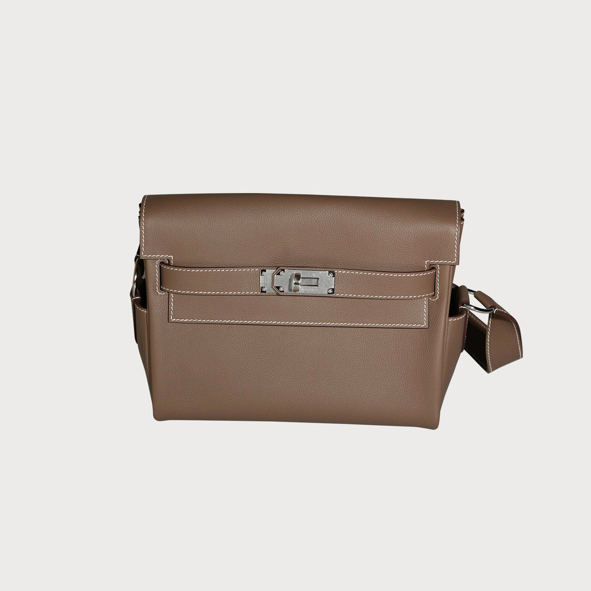 Hermès Kelly Messenger Pm Etoupe With Palladium Hardware In Evercolor Leather - view 2