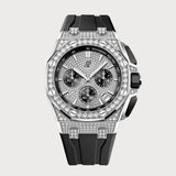 Royal Oak Offshore Chronograph Diamond Set On White Gold With Diamond Dial On A Rubber Strap