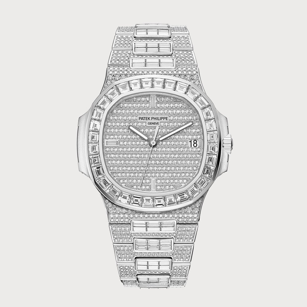Patek Philippe Nautilus Date Sweep Seconds Fully Diamond Set