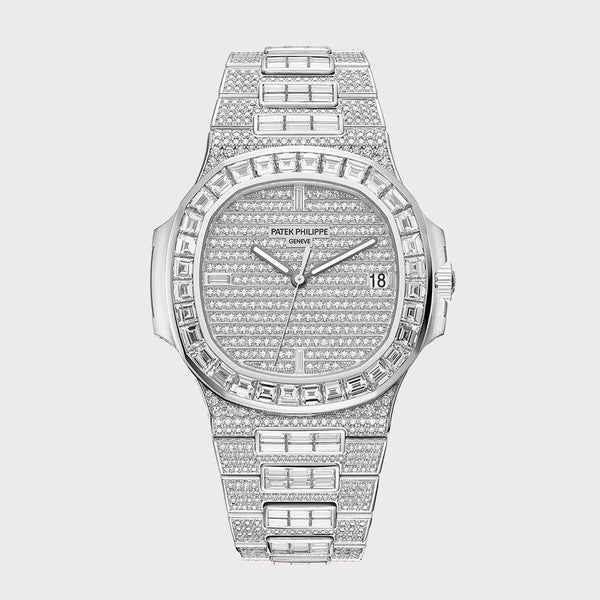 Patek Philippe Nautilus Date Sweep Seconds Fully Diamond Set