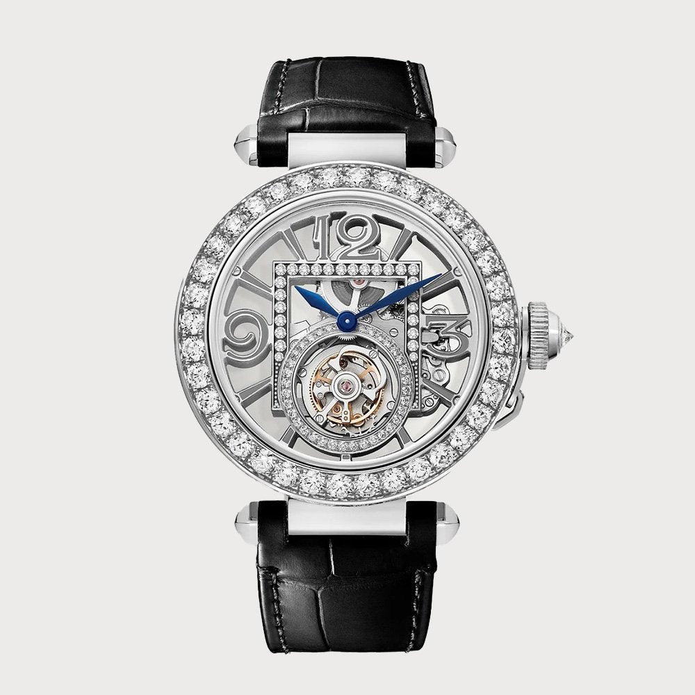 Cartier Pasha Skeleton Tourbillon 41mm Diamond Set With Leather Strap