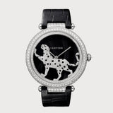 Joaillère Panthère 42,75 Mm Diamond Set In White Gold With A Dark Purple Mother-Of-Pearl Dial