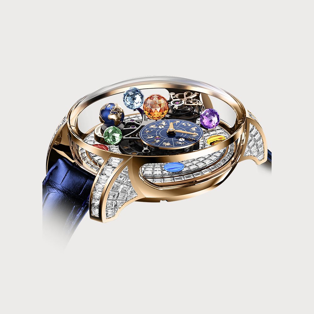 Jacob & Co Astronomia Solar Baguett Zodiac In Rose Gold