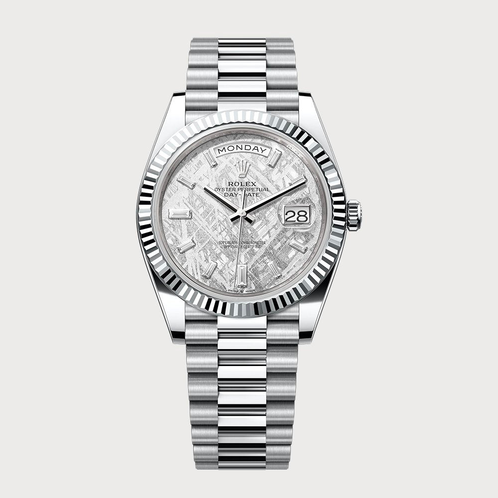 Rolex Day-Date 40 Meteorite Baguette-Set Diamond Dial In Platinum