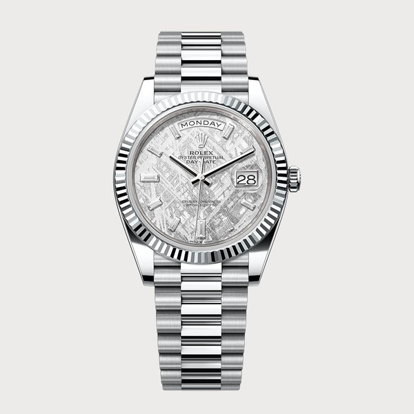 Rolex Day-Date 40 Meteorite Baguette-Set Diamond Dial In Platinum