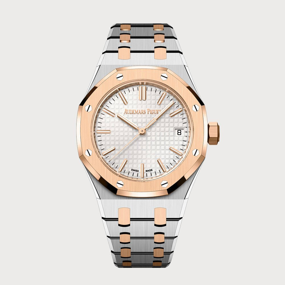 Audemars Piguet Royal Oak 37 With A White Dial In Rose Gold & Steel