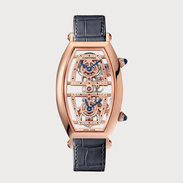 Cartier Tonneau Xl Skeleton In Rose Gold