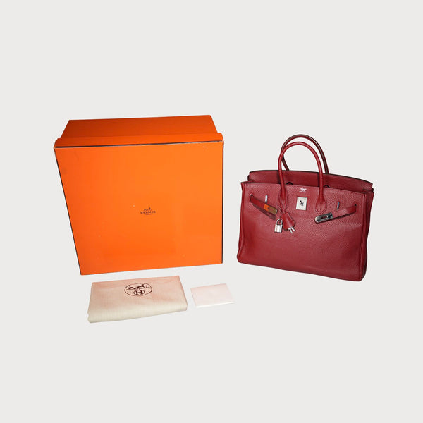 Birkin 35 Rouge / Red With Palladium Hardware