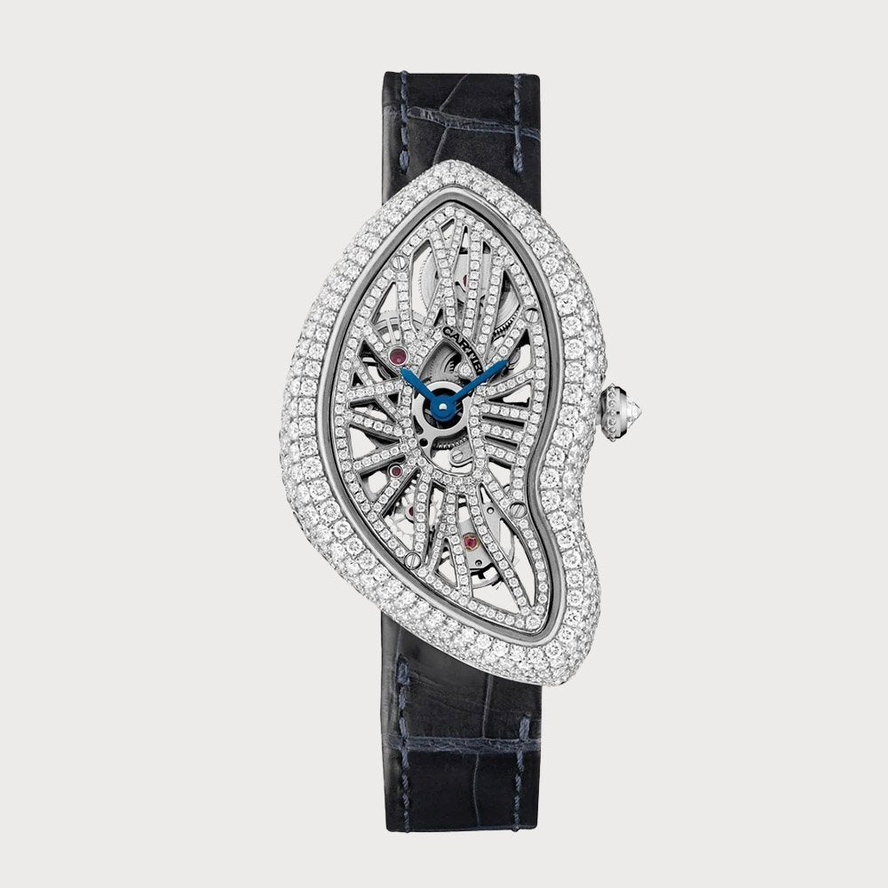 Cartier Crash Diamond Set Openworked/ Skeleton In Platinum