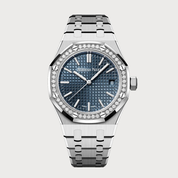 Audemars Piguet Royal Oak 37 Stainless Steel With A Blue Dial & Diamond Bezel