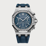 Royal Oak Offshore Chronograph Diamond Set On Stainless Steel With A Blue Dial