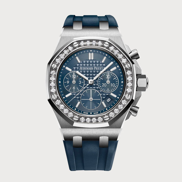 Audemars Piguet Royal Oak Offshore Chronograph Diamond Set On Stainless Steel With A Blue Dial
