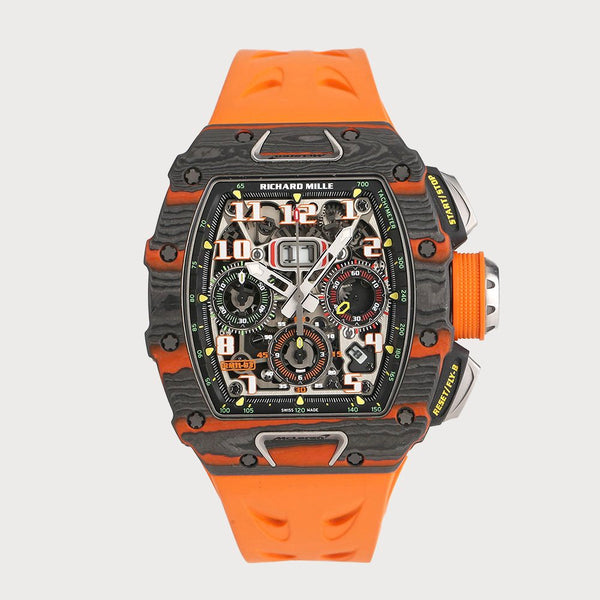 Richard Mille Rm11-03 Mclaren Flyback Chronograph In Carbon Tpt With Orange