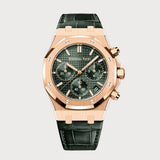 Royal Oak 41 Chronograph In Rose Gold With A Green Dial On A Leather Strap