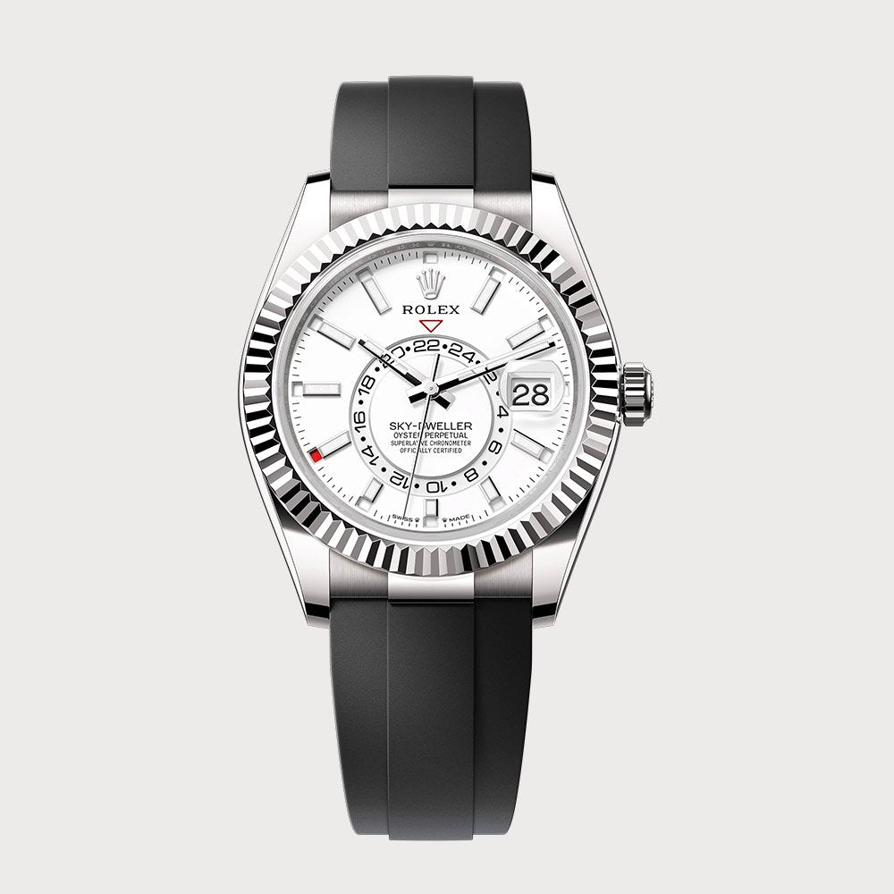 Rolex Sky-Dweller With White Dial On Oysterflex In White Gold