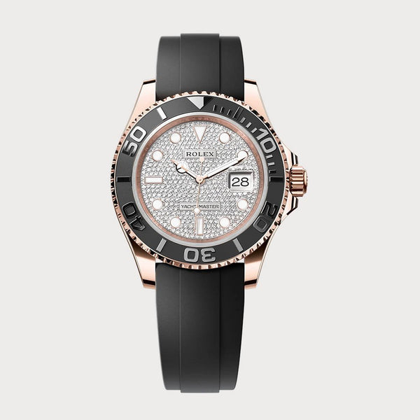 Rolex Yacht-Master 40 Pave Dial In Rose Gold On Oysterflex