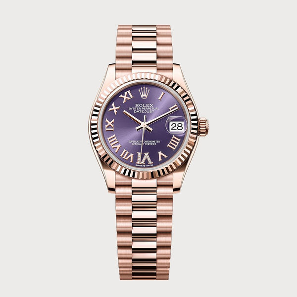 Rolex Datejust 31 Aubergine Purple Diamond Dial In Rose Gold