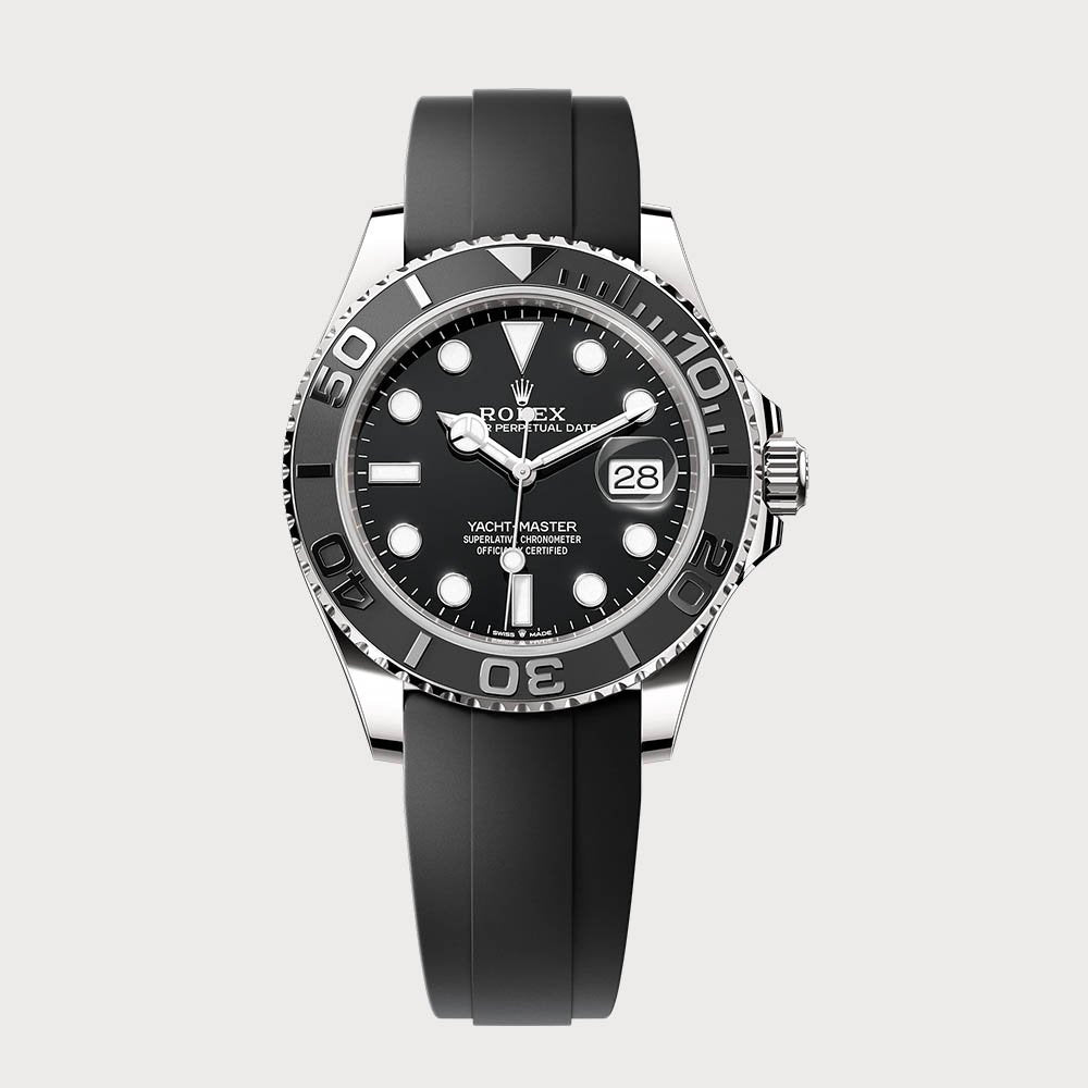 Rolex Yacht-Master 42 In White Gold On Oysterflex