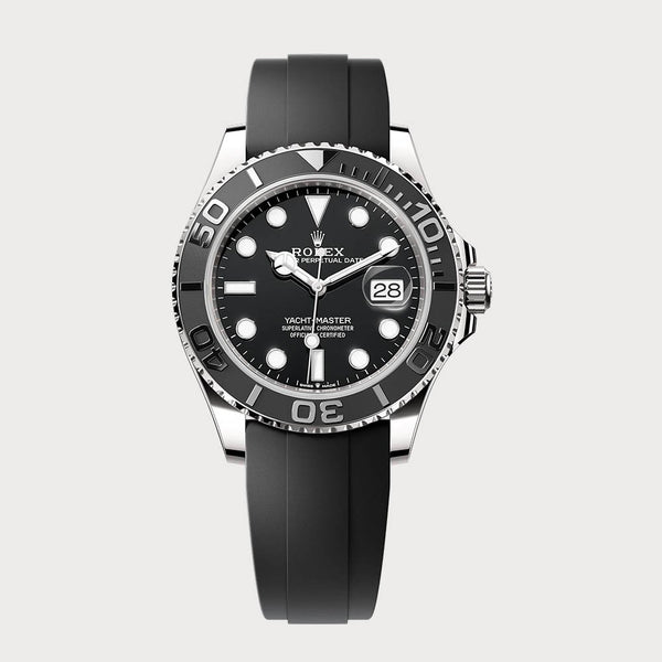 Rolex Yacht-Master 42 In White Gold On Oysterflex