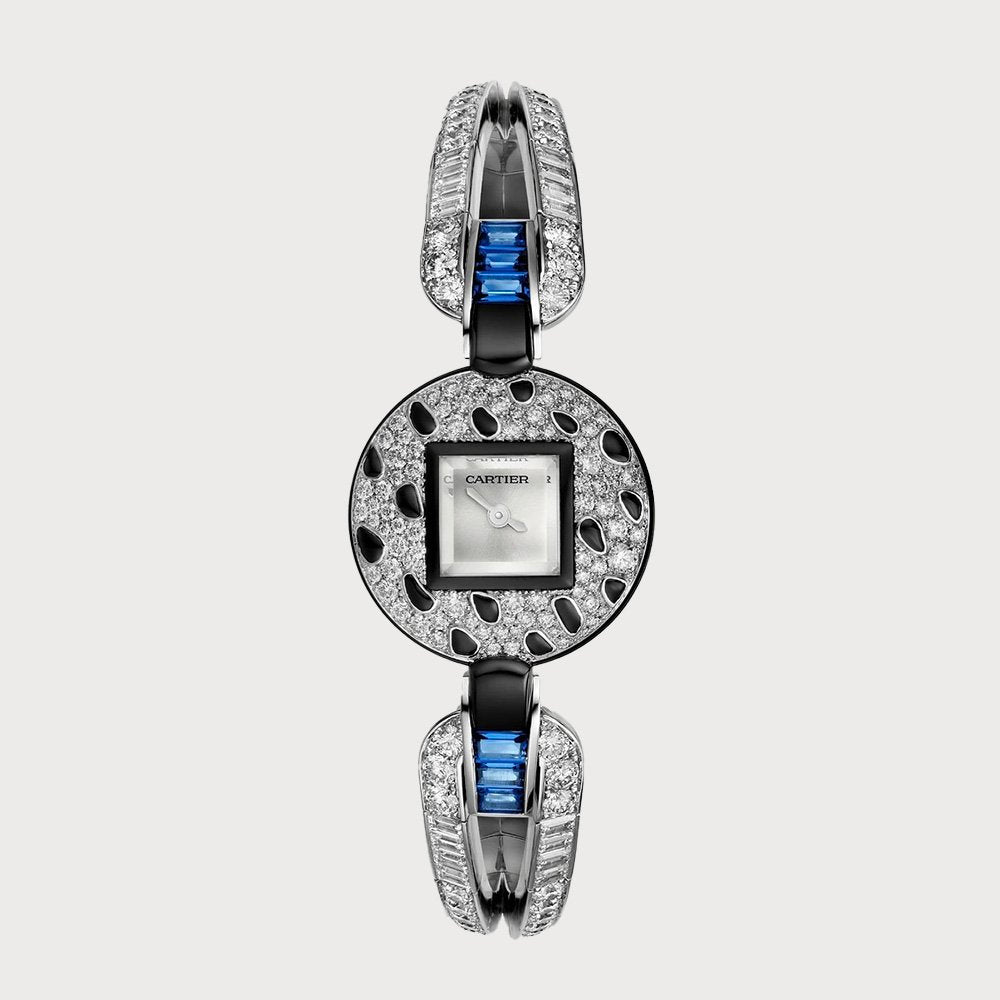 Cartier Panthère Pelage/ Fétiche Fine Jewellery Watch 21,66mm With Baguette-Cut Diamonds & Blue Sapphires