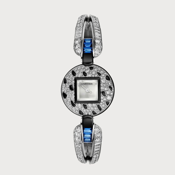 Cartier Panthère Pelage/ Fétiche Fine Jewellery Watch 21,66mm With Baguette-Cut Diamonds & Blue Sapphires