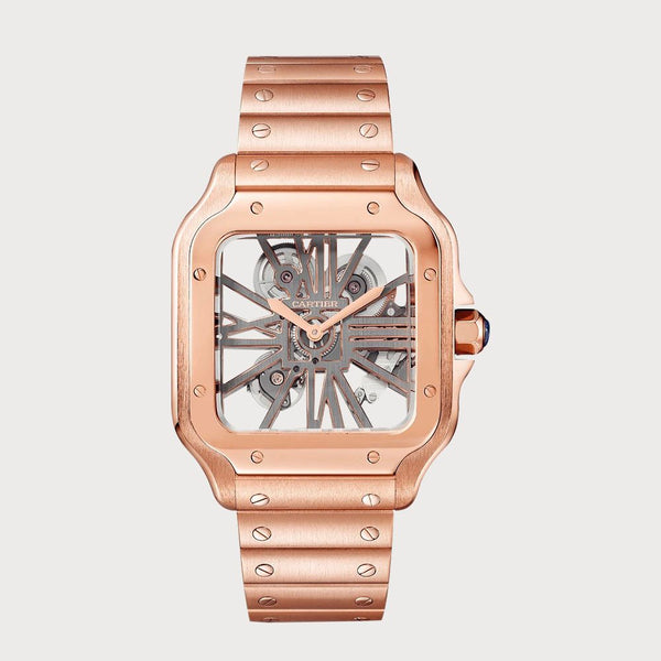 Cartier Santos Skeleton In Rose Gold