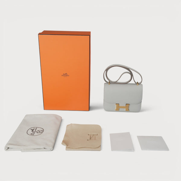Hermes Constance 18 Mini Gris Perle PBHW Chevre Mysore