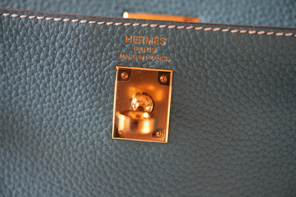 Kelly 25 Blue Jean With Gold Hardware In Togo Leather
